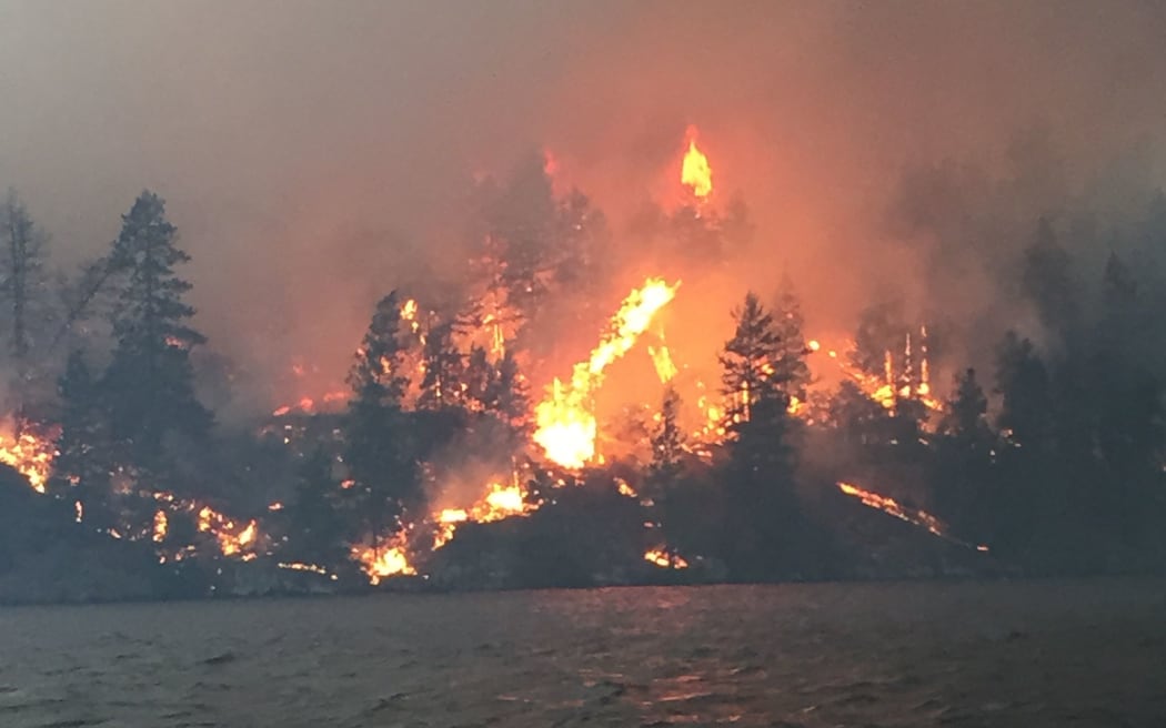 Flames rise into the sky in drought-stricken California.