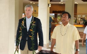 US Secretary of the Navy Kenneth Braithwaite and Palau President Tommy Remengesau Jr