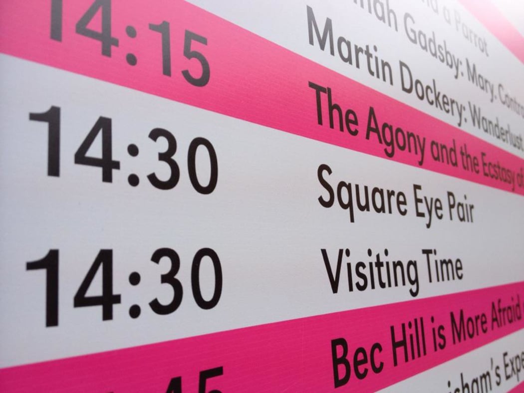 A picture of the schedule at the Edinburgh Fringe