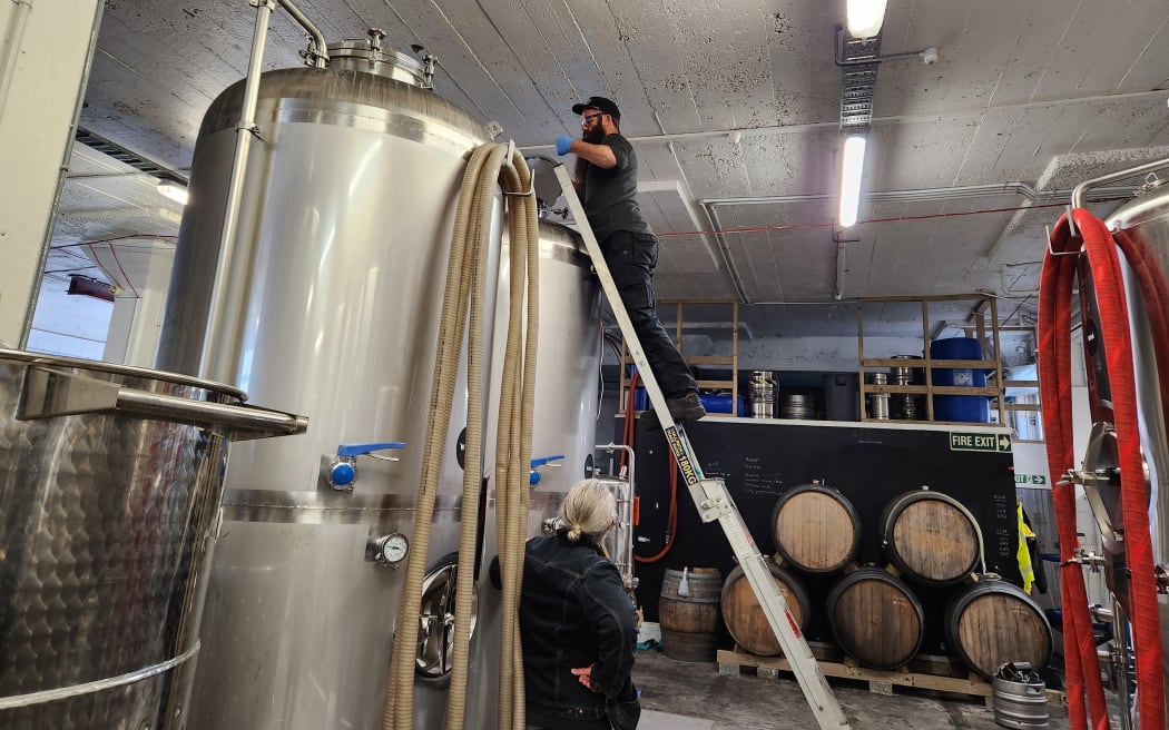 The yuzu zest is added to a vat at Garage Project