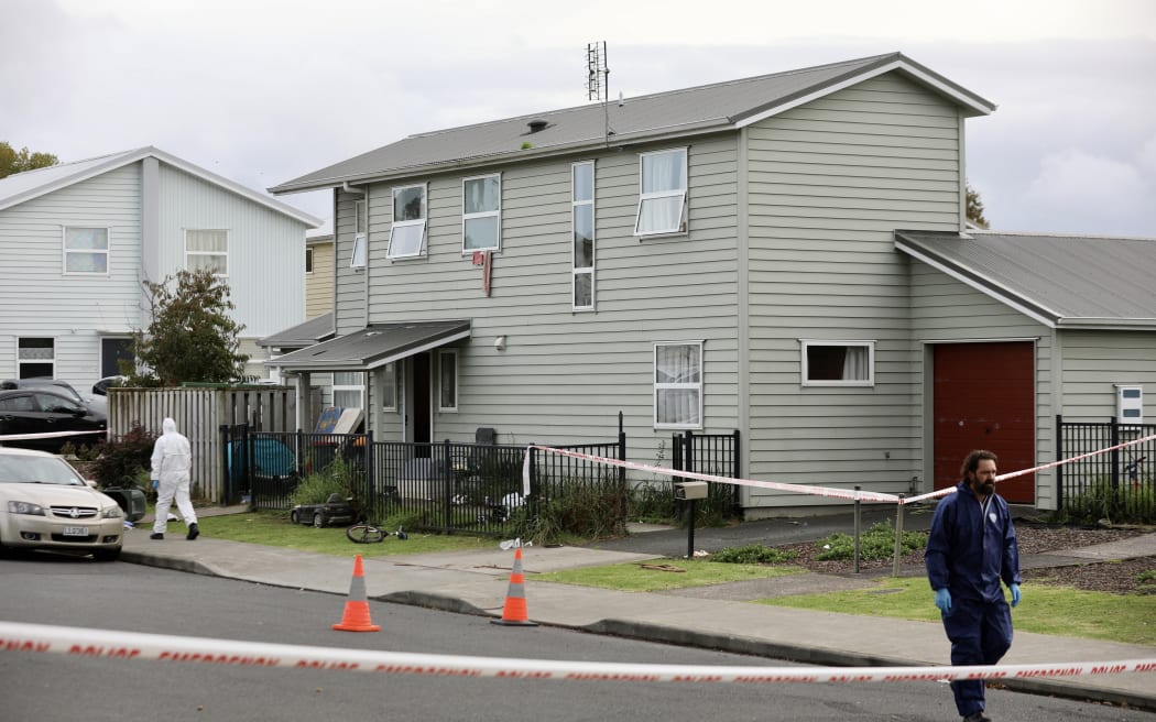 Police and forensics have cordoned off the cul de sac at the end of Coburg St in Henderson after an alleged stabbing overnight.