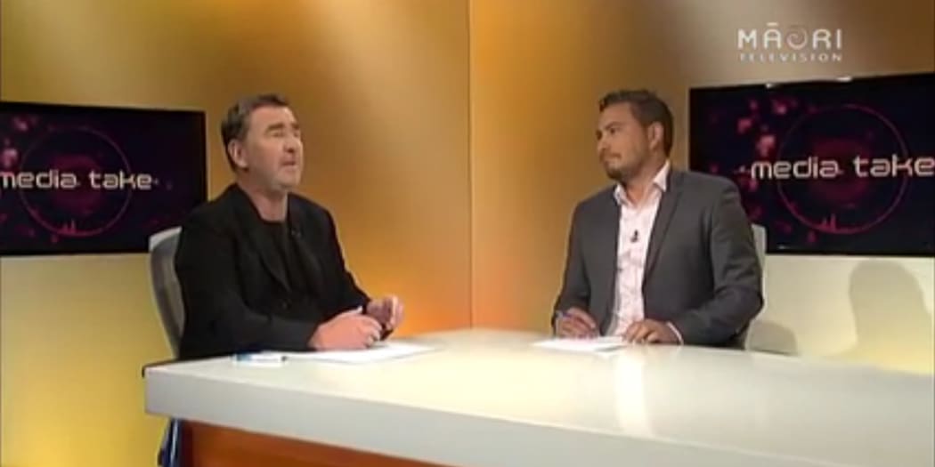 Maori TV's 'Media Take' team in the studio.