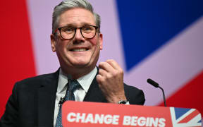 Britain's Prime Minister Keir Starmer delivers his keynote speech on the third day of the annual Labour Party conference in Liverpool, north-west England, on September 24, 2024. (Photo by Oli SCARFF / AFP)