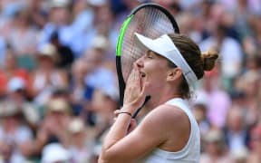 Simona Halep celebrates.