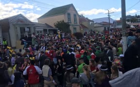 Dunedin University students at the 2021 Hyde Street party.