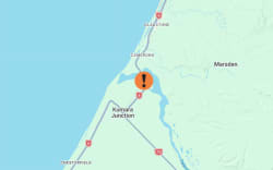 Screengrab from the NZTA Journey Planner website showing the approximate location of a crash on 26 June 2026.