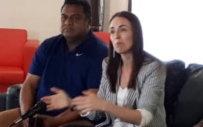 Kris Faafoi and Jacinda Ardern.