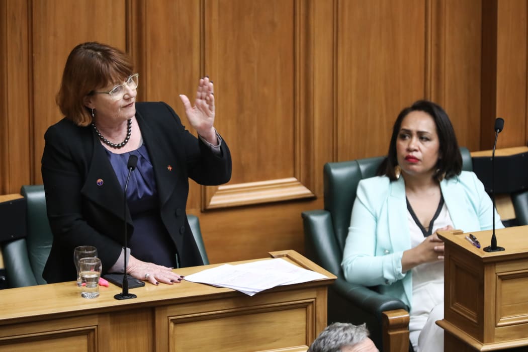 And the last speech goes to Maggie Barry, watched by fellow National MP Agnes Loheni