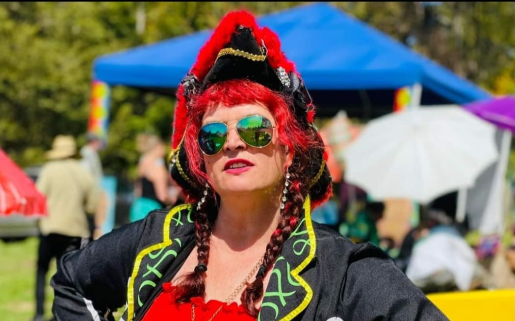 Mandy Mayhem dressed in her signature Pirate Queen attire at Brewers Festival