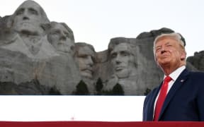 Donald Trump arrives for the Independence Day events at Mount Rushmore National Memorial in Keystone, South Dakota.
