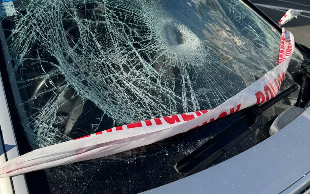 The smashed up sedan by Waitangi Park in central Wellington has been there for at least 36 hours.