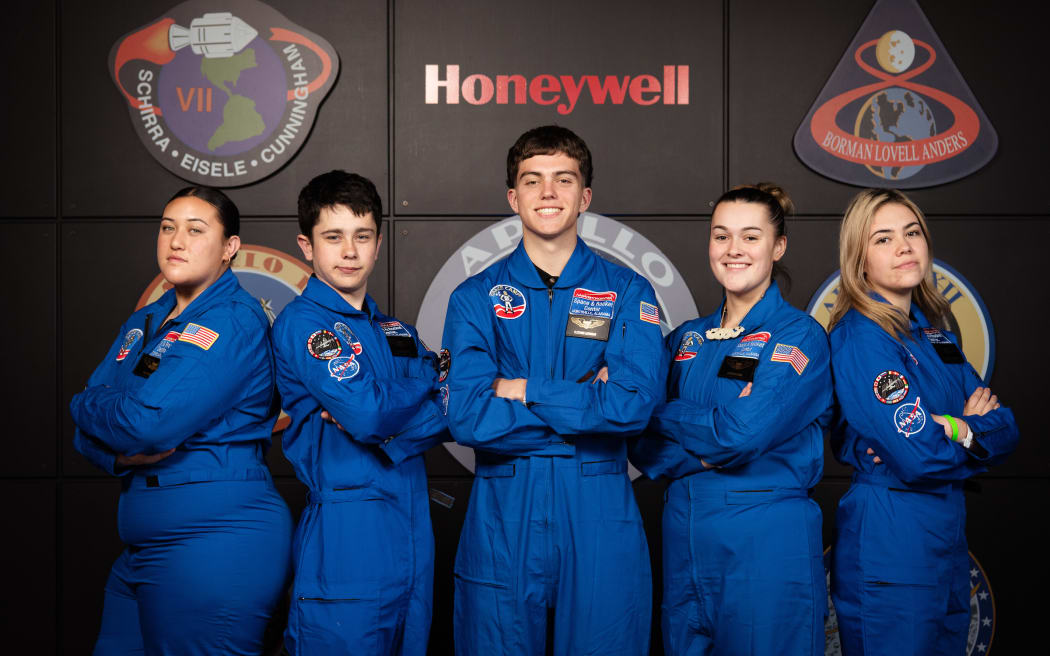 Puhoro group photo on Day 1, Week 1 of the Honeywell Leadership Challenge Academy (HLCA) at the U.S. Space and Rocket Center (USSRC) in Huntsville, Ala. on Sunday, Oct. 20, 2024.

Shaylah Thompson (Integrity)
Dustin Marhsall (Confidence)
Fletcher Lochhead (Confidence)
Bostyn Te Whaiti (Focus)
Anizma-Jae Titoko-Isaacs (Focus)