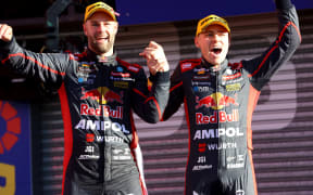 Bathurst 1000 race winners Shane van Gisbergen (L) Richie Stanaway.
