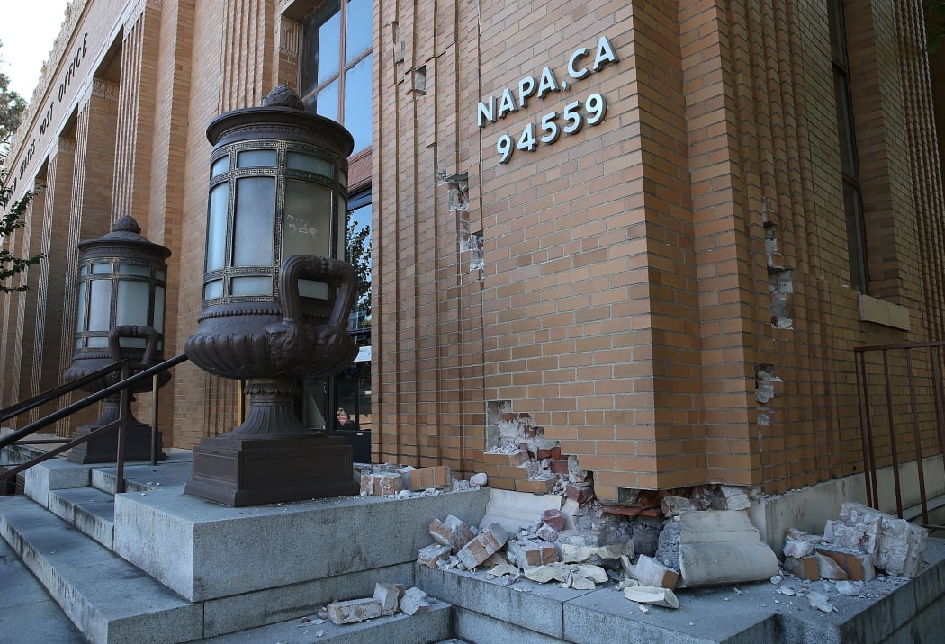 Structural damage at the Napa post office.