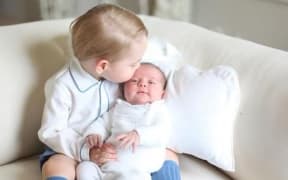 Prince George and Princess Charlotte together at home.