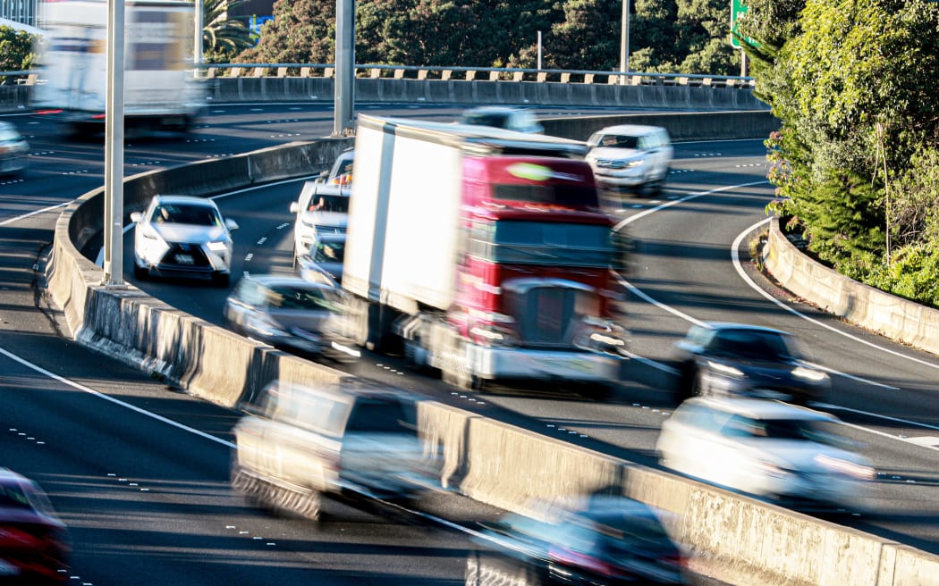 Traffic including trucks on Auckland motorway