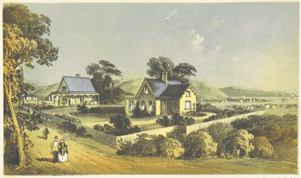 Residences of the Rev'd C L Reay and the Rev'd H F Butt, near Nelson. H. Maplestone, 1819 - 1884.