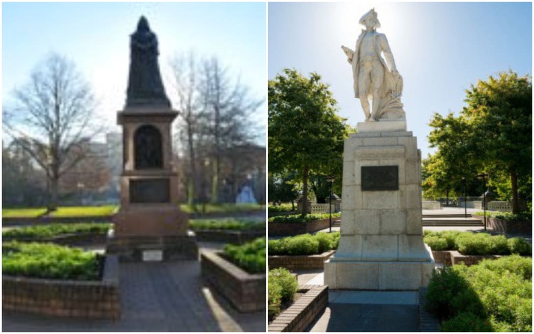 Queen Victoria and Captain James Cook statues in Christchurch