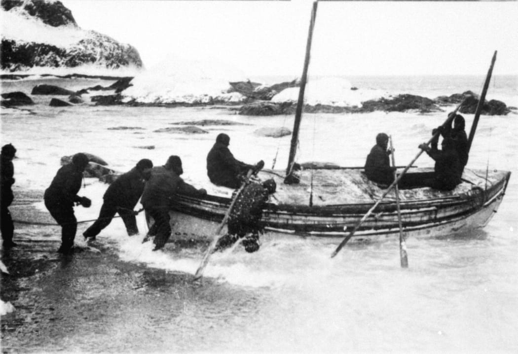 Launching the James Caird from Elephant Island.