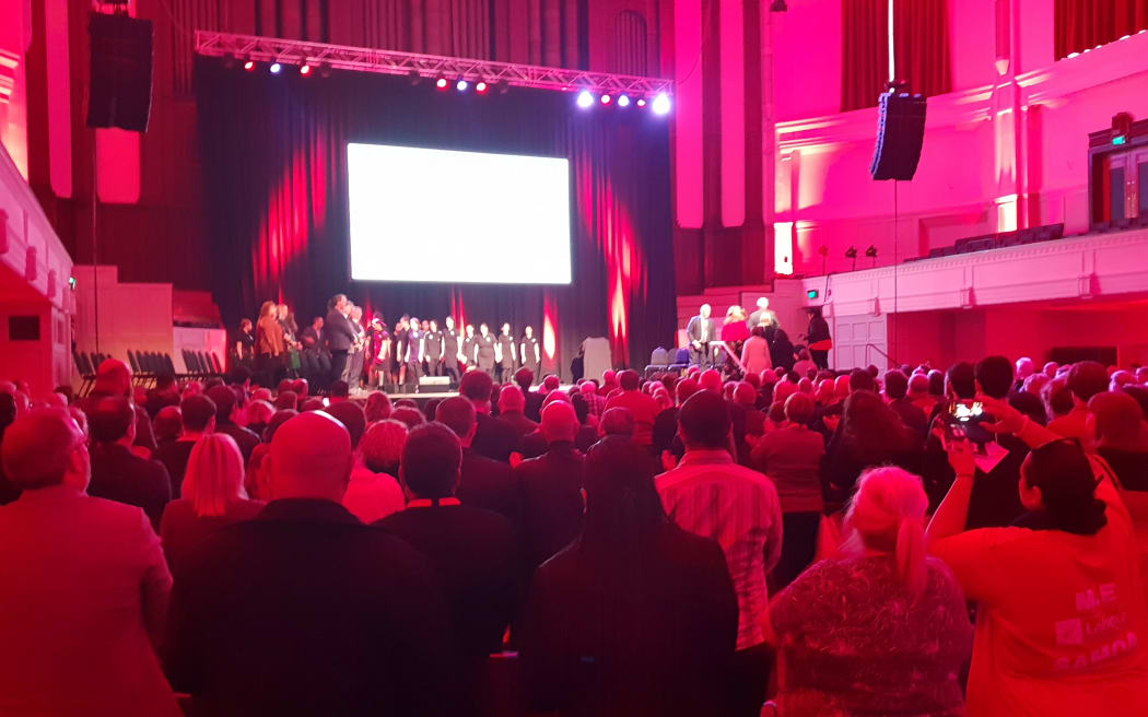 Prime Minister Jacinda Ardern received a standing ovation as she arrived at the party conference.
