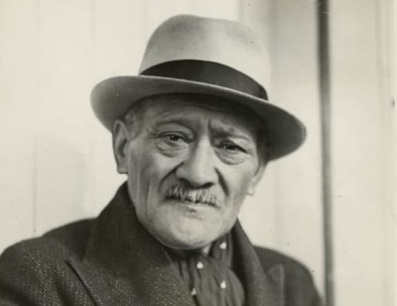 Tahupotiki Wiremu Ratana founded the Ratana faith in 1918. Photograph taken by William Hall Raine. Dominion post (Newspaper) :Photographic negatives and prints of the Evening Post and Dominion newspapers. Ref: EP-NZ Obits-Ra to Rd-01. Alexander Turnbull Library