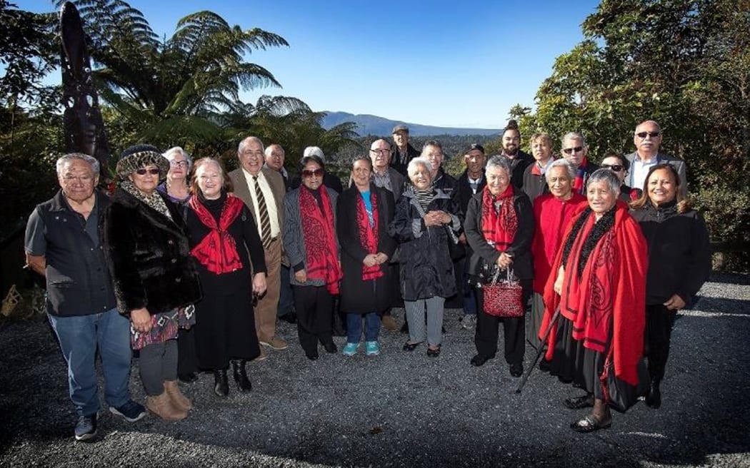 Representatives from Ngāti Rangitihi and Tūhourangi gather at Waimangu Volcanic Valley for the signing of the Deed of Undertaking between the two iwi.