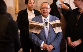 Speaker of the House Adrian Rurawhe being sworn in to his new role by The Rt Hon Dame Cindy Kiro