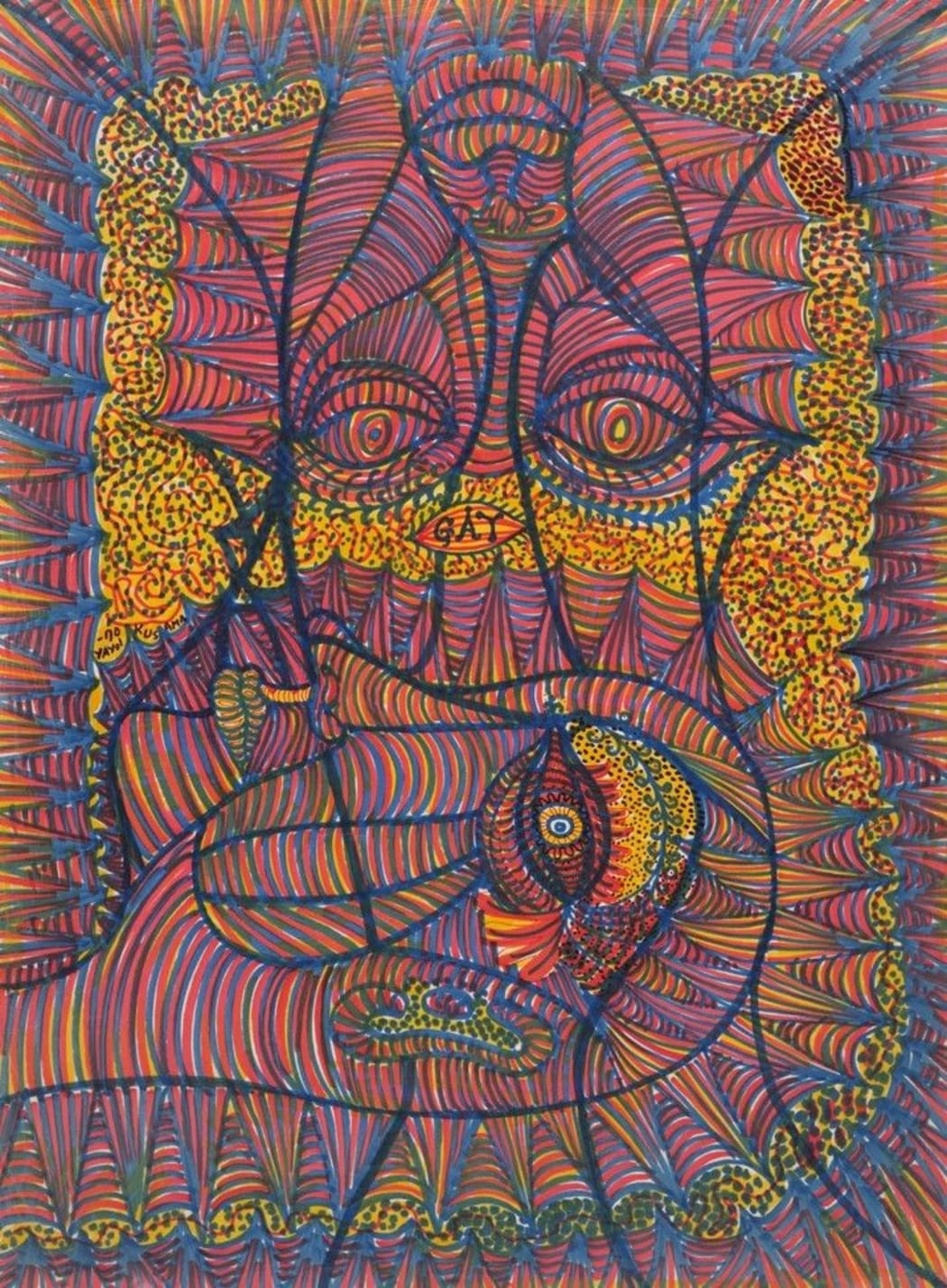 A Yayoi Kusama painting 'untitled' discovered in New Zealand.