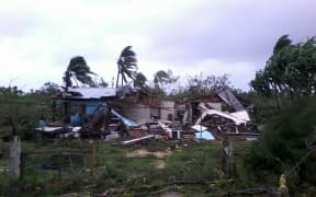 One of many homes destroyed by Cyclone Gita in Tonga