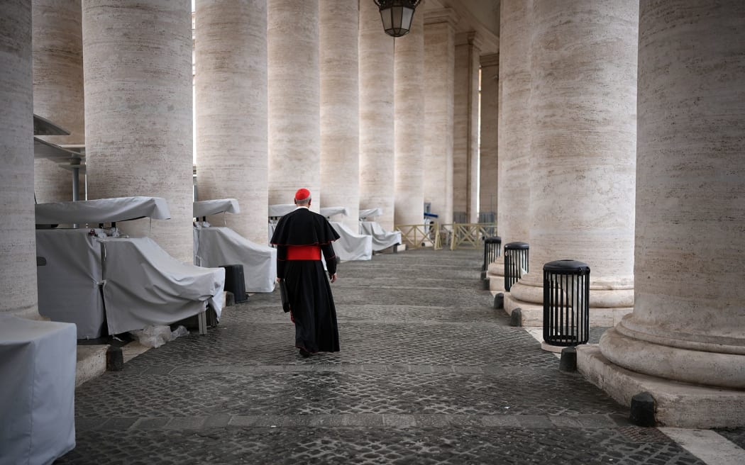Cardinals arrive at the Vatican for a College of Cardinals' meeting on Monday in Rome, Italy.