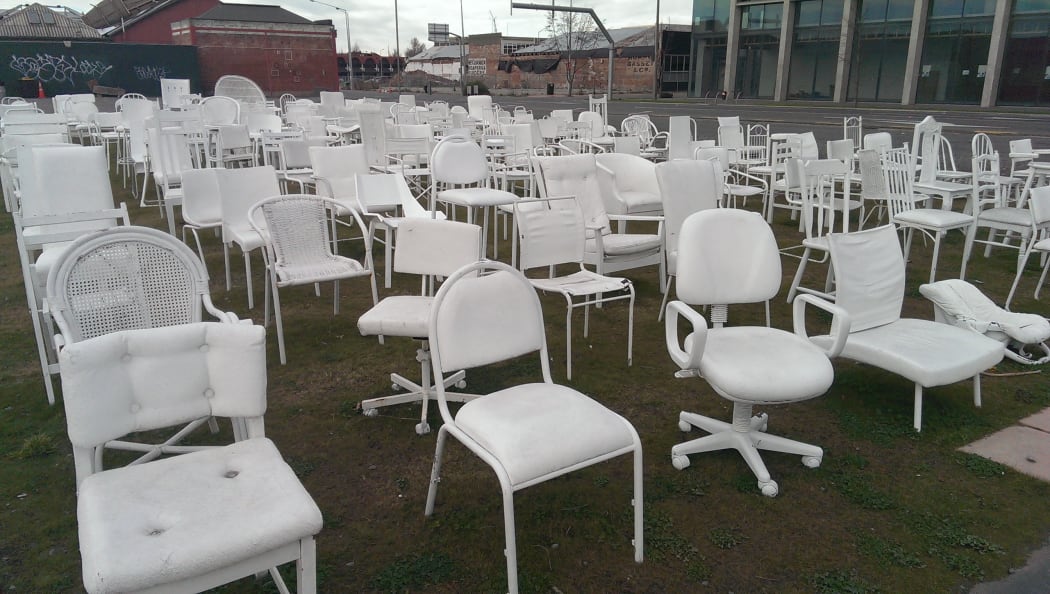 The 185 Chairs earthquake memorial in Christchurch has suffered vandalism.