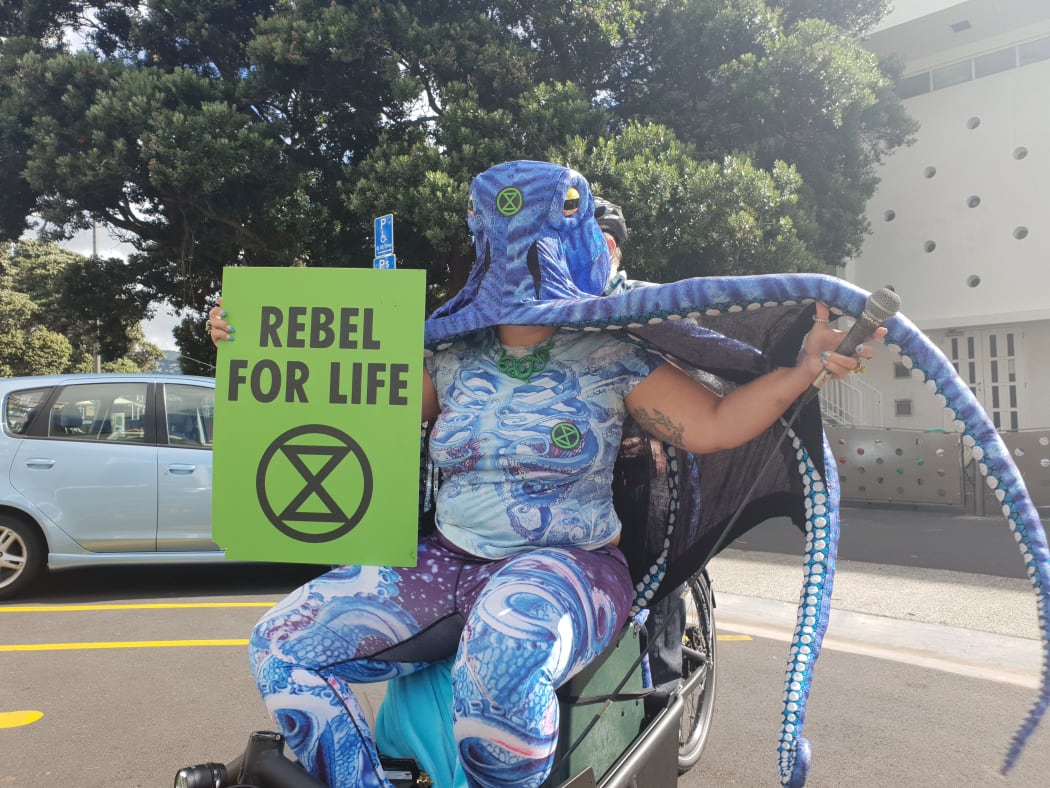 Dr Sea Rotmann, at the Wellington protest.