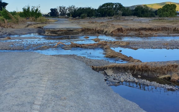 Pourerere Rod, east of Waipawa, has been split by a breakout of the river