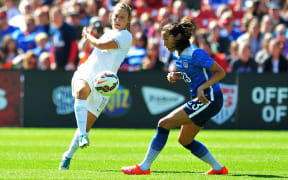 Annalie Longo (left) scored New Zealand's only goal.