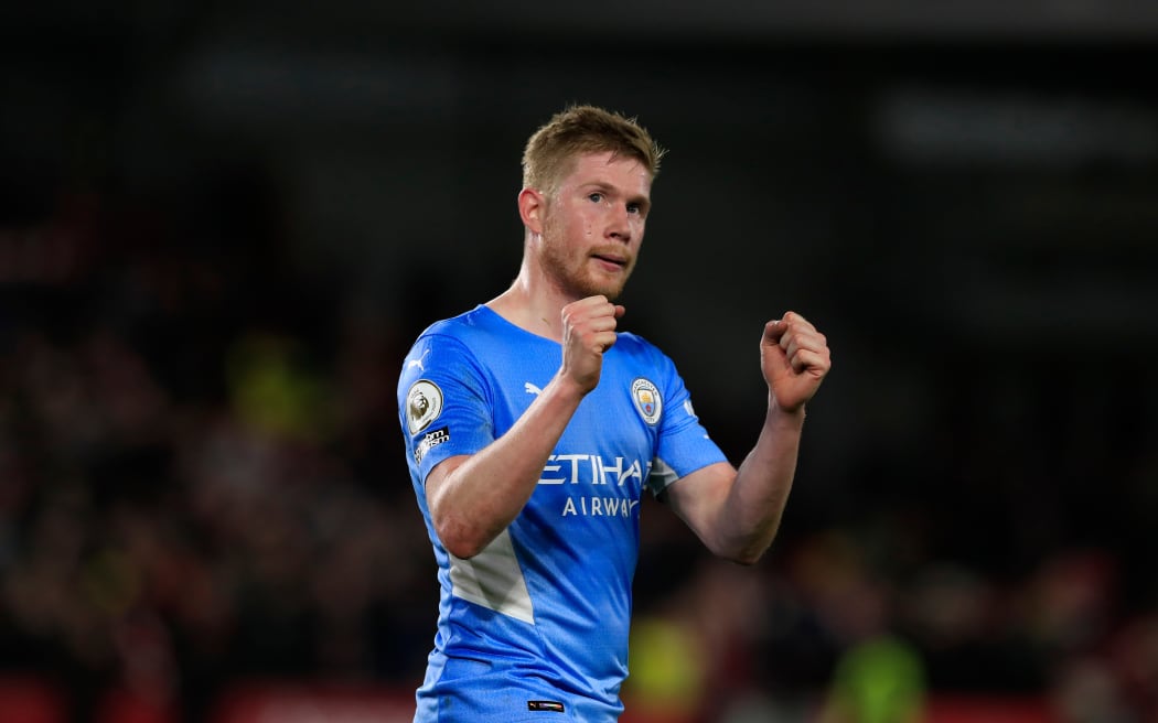 Belgian footballer Kevin De Bruyne playing for Manchester City.