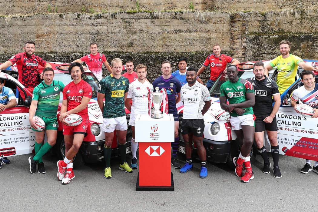 The team captains pose ahead of the London 7s.