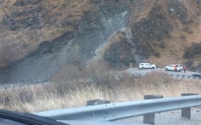 A photo taken on Facebook shows the Crown Range Road, which has closed due to a slip.