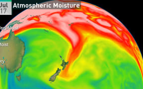 The atmospheric river brings heavy amounts of rain to areas of New Zealand.