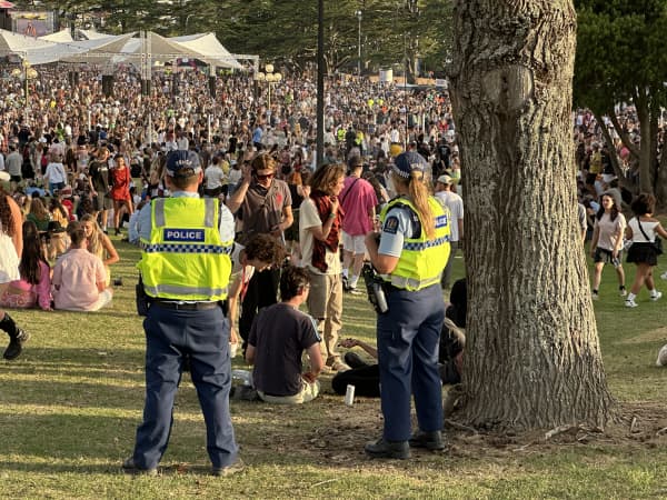 Police at Laneway festival in Auckland, 2025.