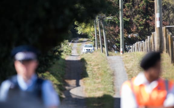 Photographs from outside the cordon at the crime scene in Kingseat.