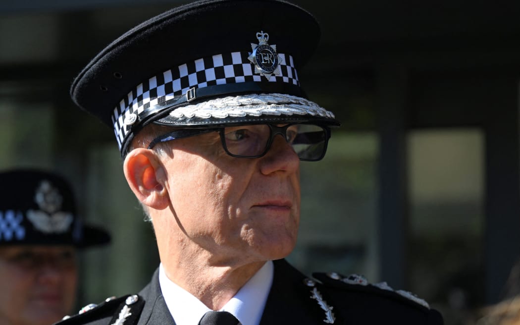 Metropolitan Police Commissioner Mark Rowley looks on during a visit from Britain's King Charles III (not pictured) to thank Emergency Service workers for their work and support ahead of the funeral of late Queen Elizabeth II, during a visit at the Metropolitan Police Service Special Operations Room (SOR) at the Lambeth headquarters, in London, on September 17, 2022. (Photo by CARL DE SOUZA / POOL / AFP)