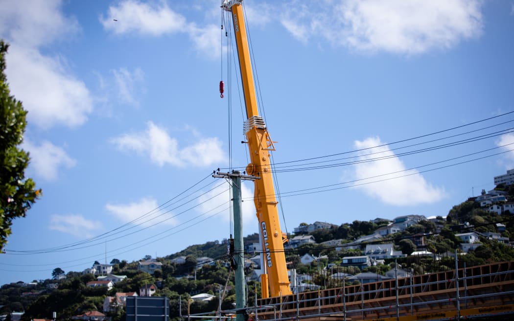 An apartment building under construction in Wellington