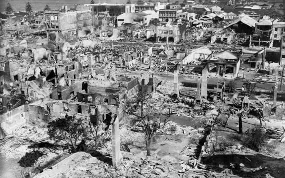 Buildings ruined by the 1931 earthquake, Napier. Ref: 1/2-048342-F. Alexander Turnbull Library, Wellington, New Zealand. /records/23196173
