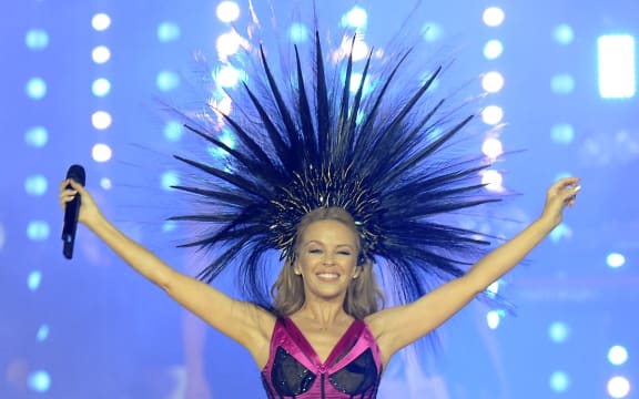 Australian singer Kylie Minogue performs during the closing ceremony of the 2014 Commonwealth Games at Hampden Park in Glasgow, Scotland, on August 3, 2014.