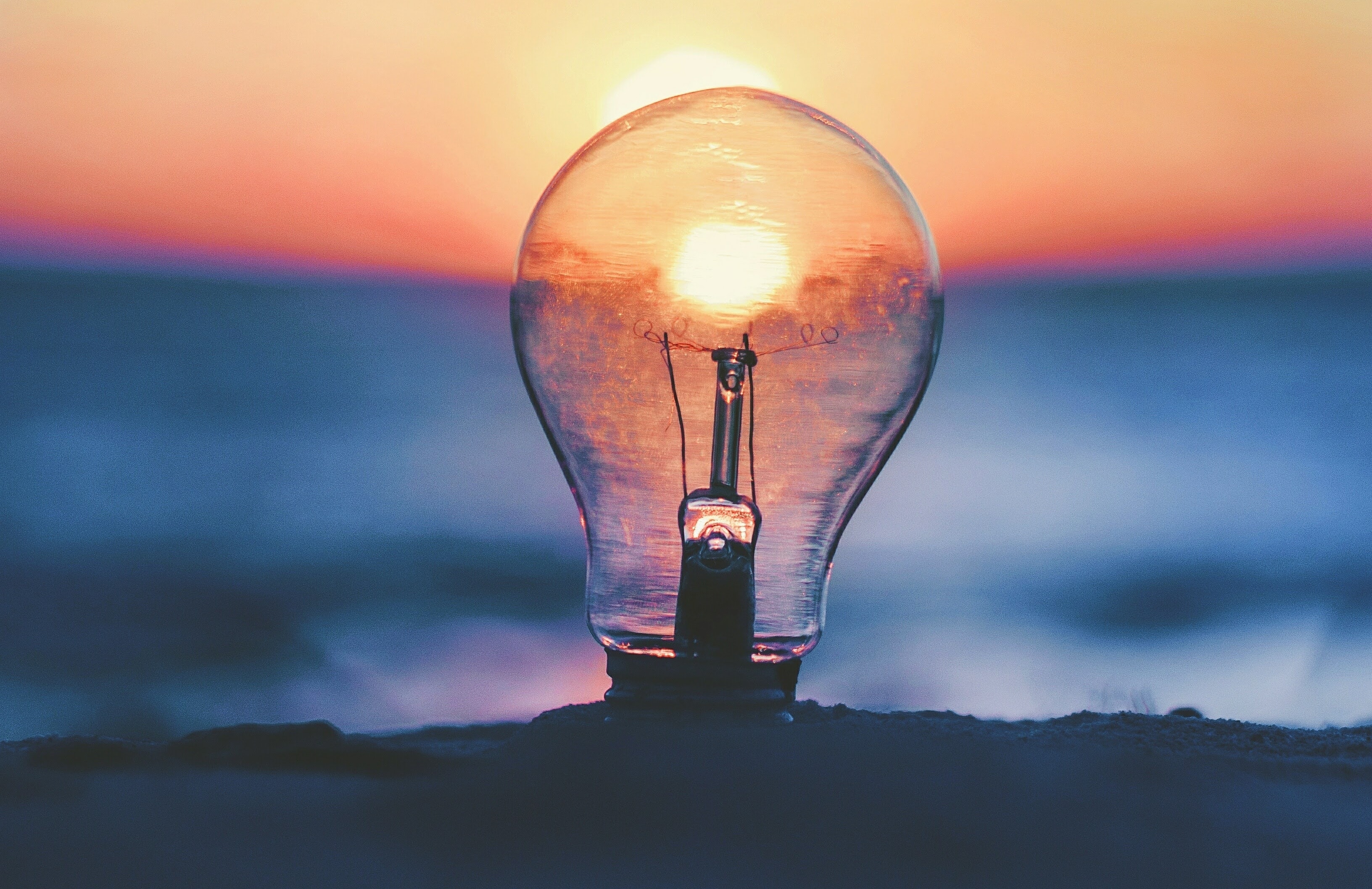 lightbulb and sunset