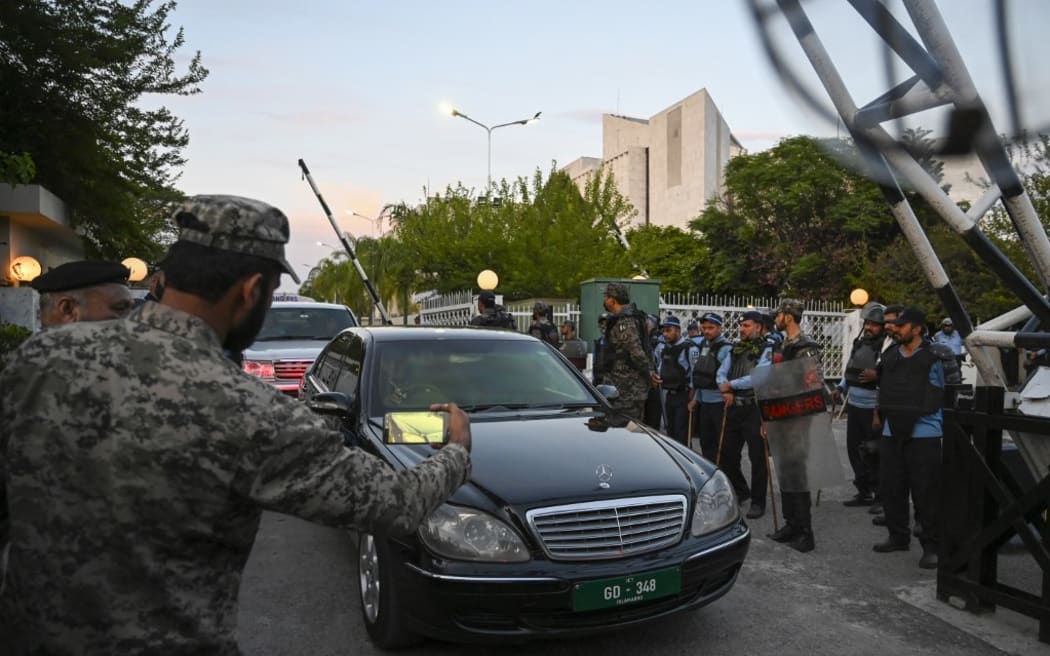 Imran Khan brought to court in Islamabad on 11 May 2023.