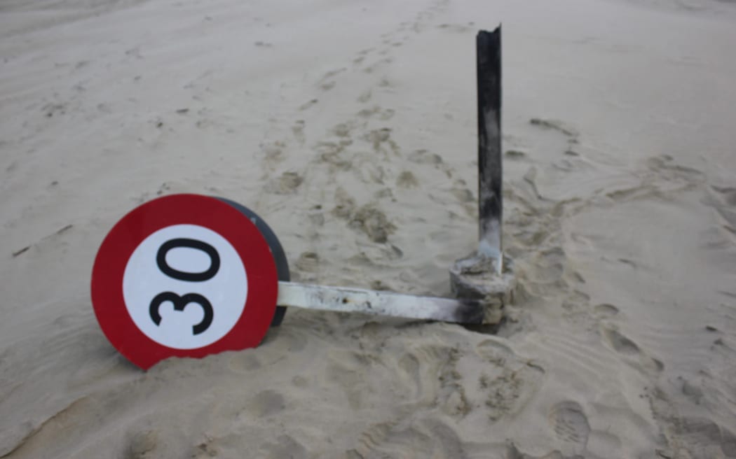 Beach speed signs such as this at Glinks Gully are constantly wrecked by those for whom they are not welcome.