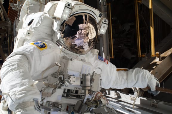 Mike Hopkins during the first spacewalk.