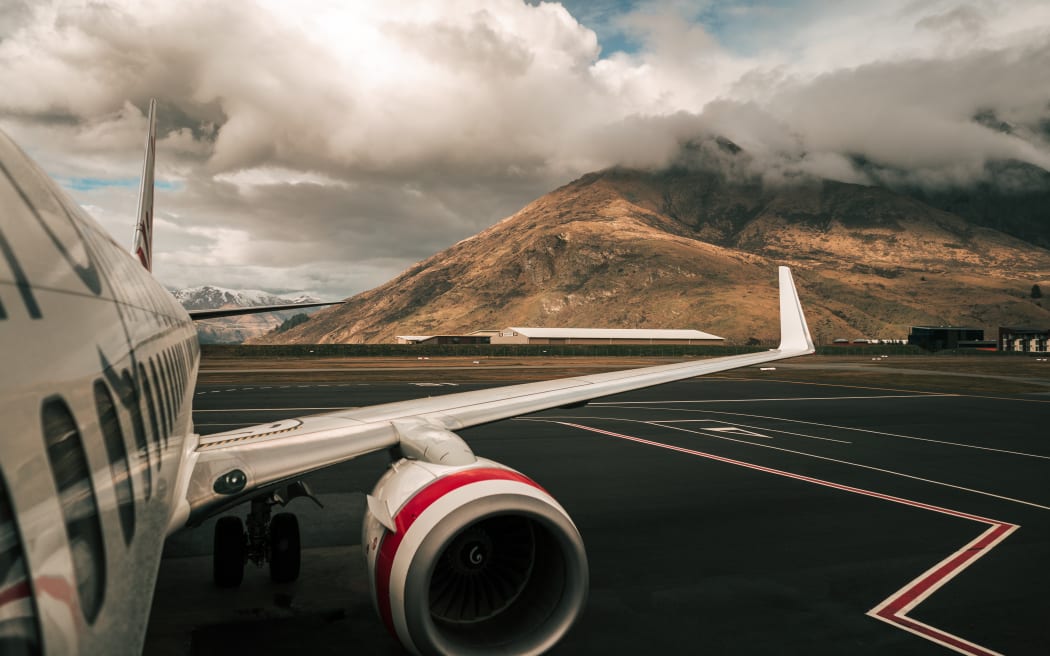 A plane at Queenstown Airport.