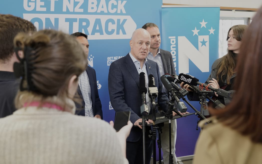 National Party leader Chris Hipkins speaks to media on 18 September, 2023.